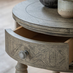 Amos Rustique Round 1 Drawer Side Table