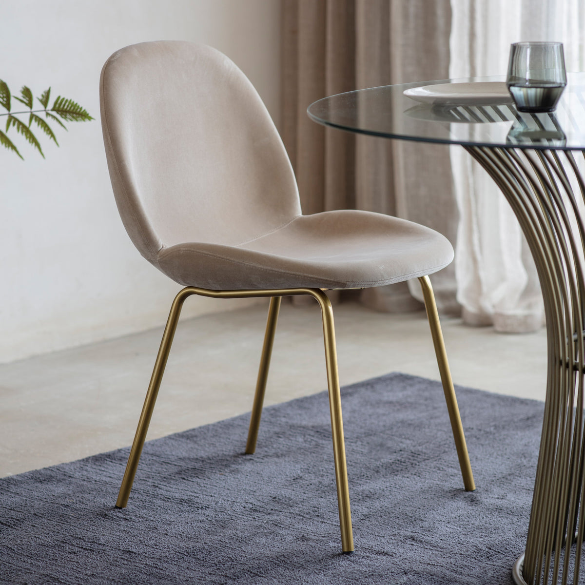 Amos Flanagan Chair Oatmeal Velvet (2pk)