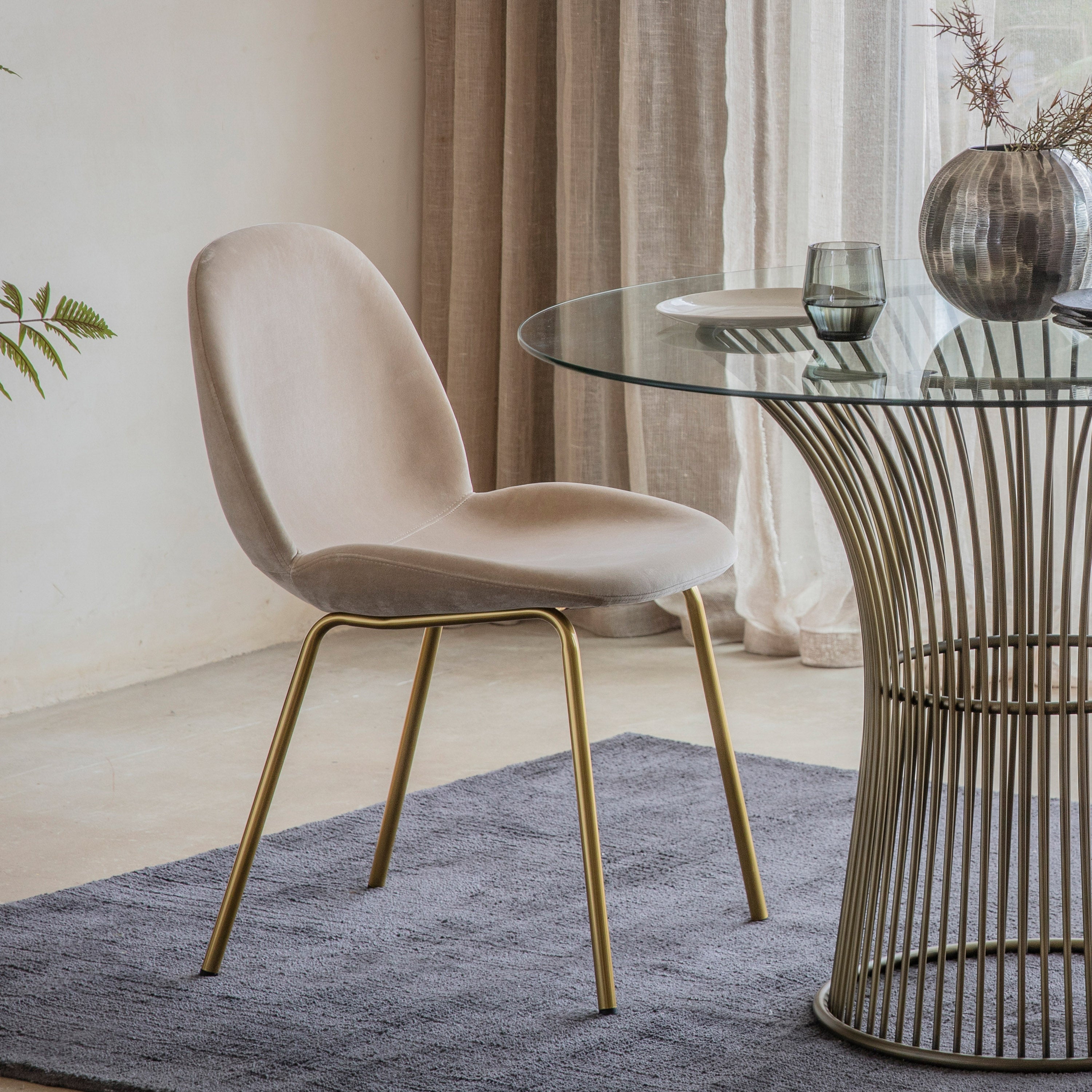 Amos Flanagan Chair Oatmeal Velvet (2pk)