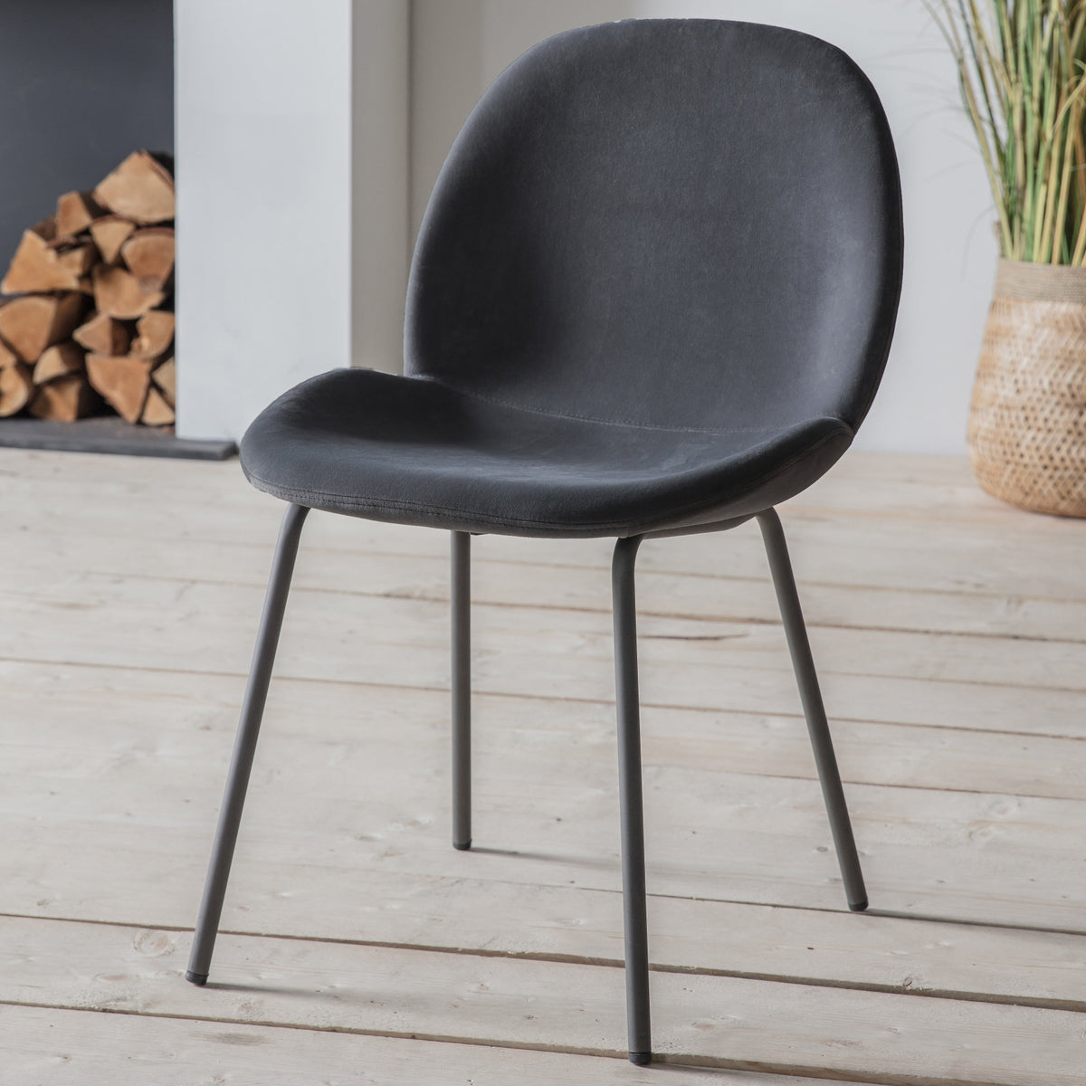 Amos Flanagan Chair Grey Velvet (2pk)