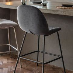 Amos Flanagan Stool Dark Grey Velvet (2pk)
