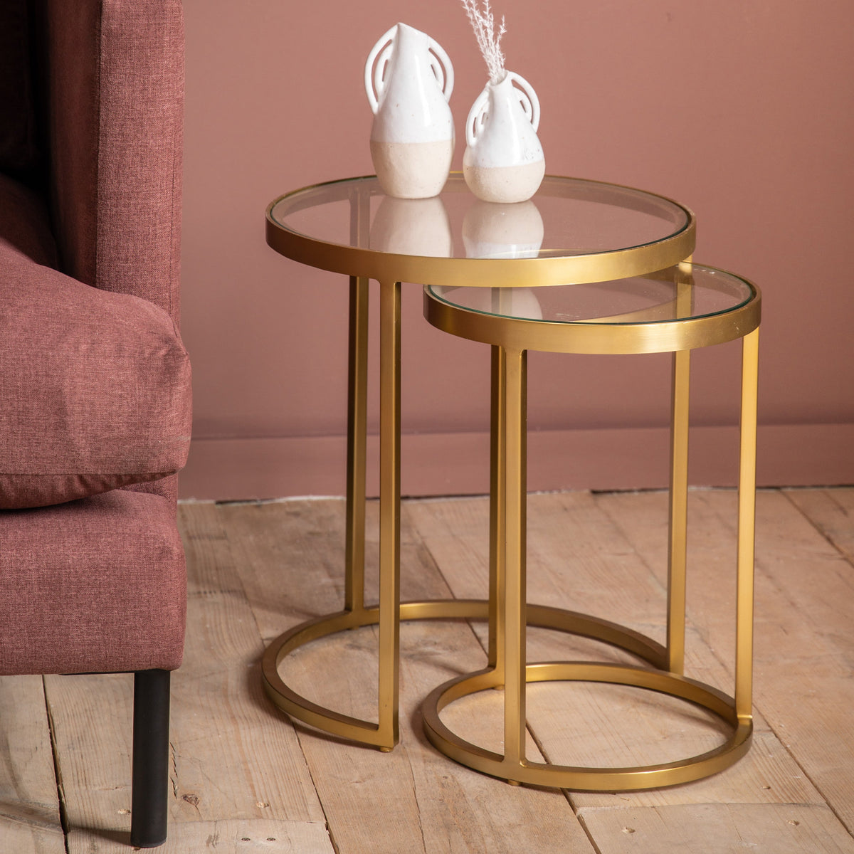 Amos Rowe Nest of Two Tables Gold