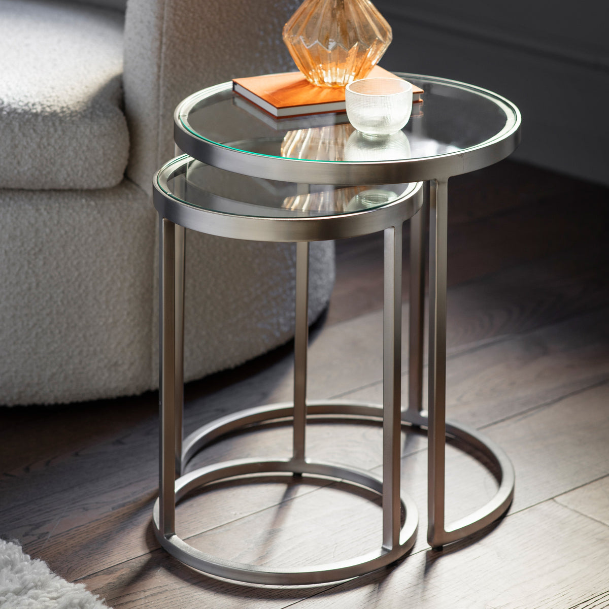 Amos Rowe Nest of Two Tables Silver