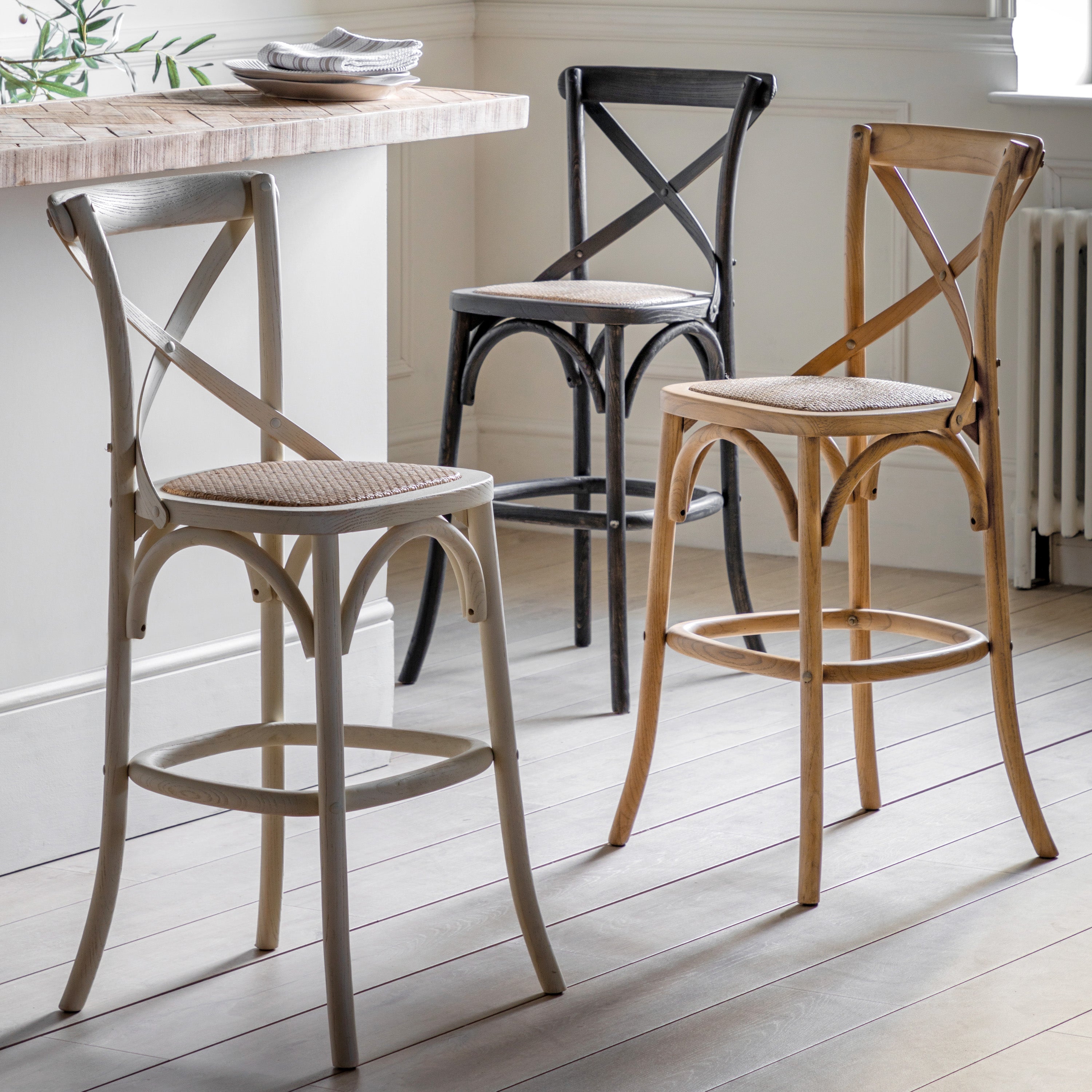 Amos Cafe Stool Natural/Rattan (2pk)