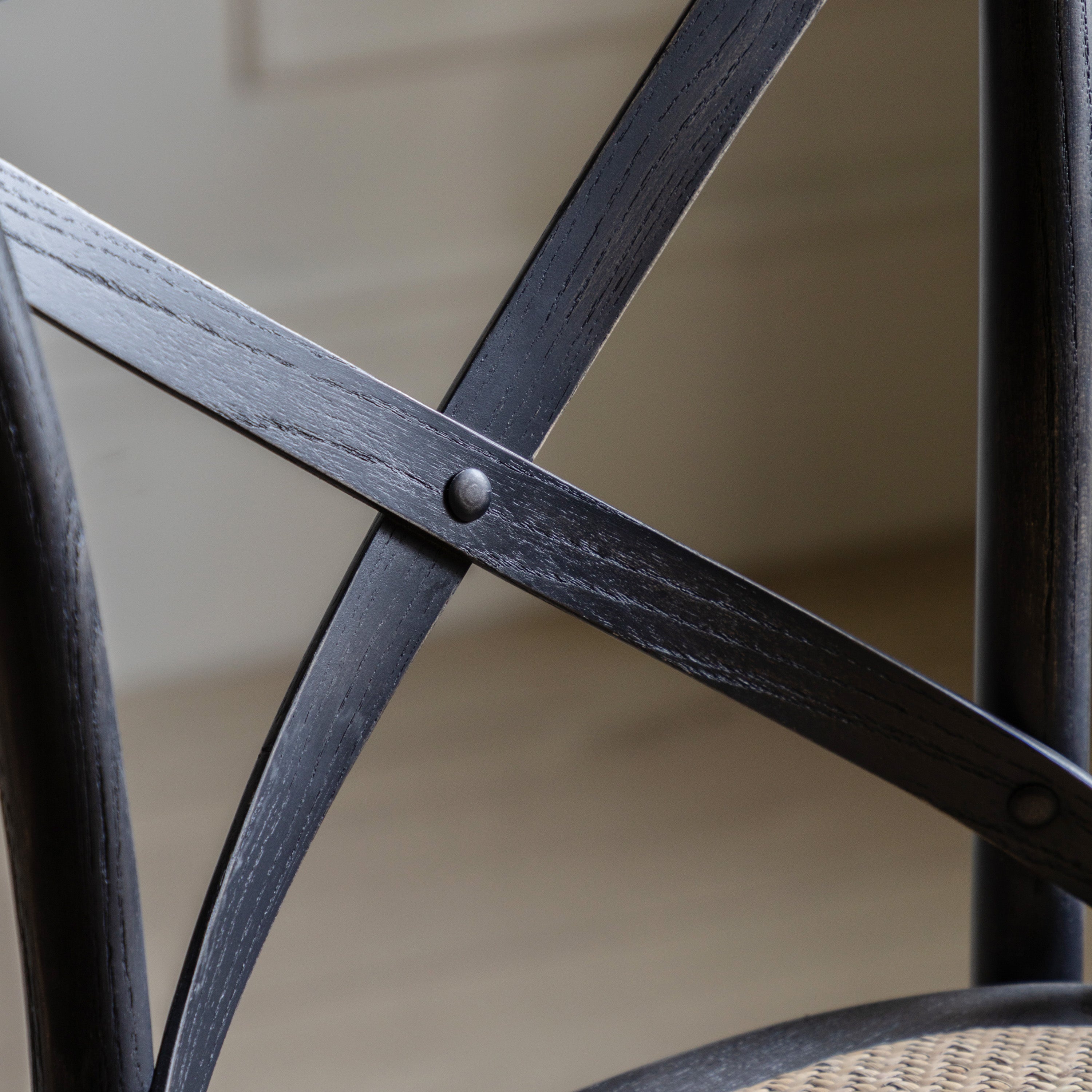 Amos Cafe Stool Black/Rattan (2pk)