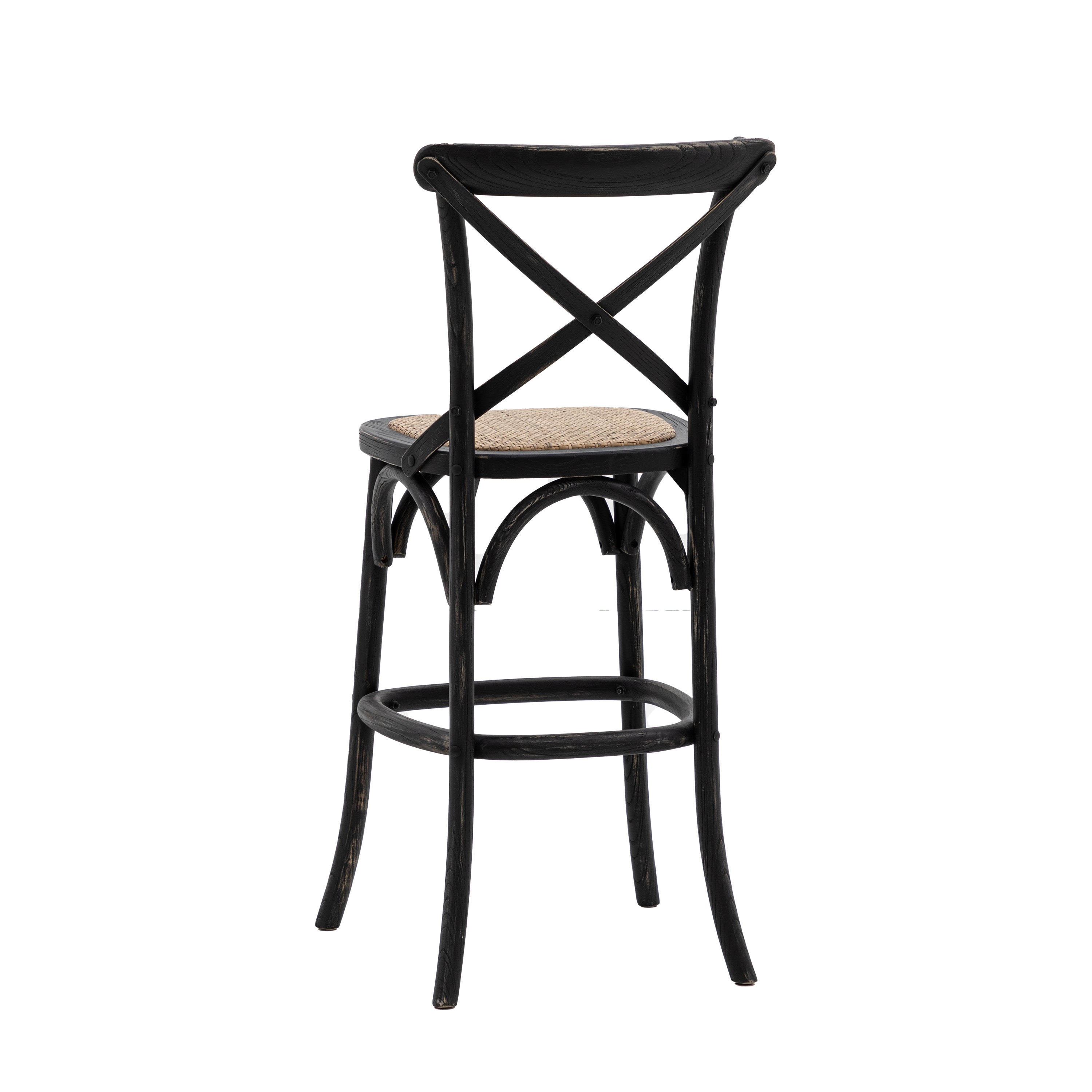 Amos Cafe Stool Black/Rattan (2pk)