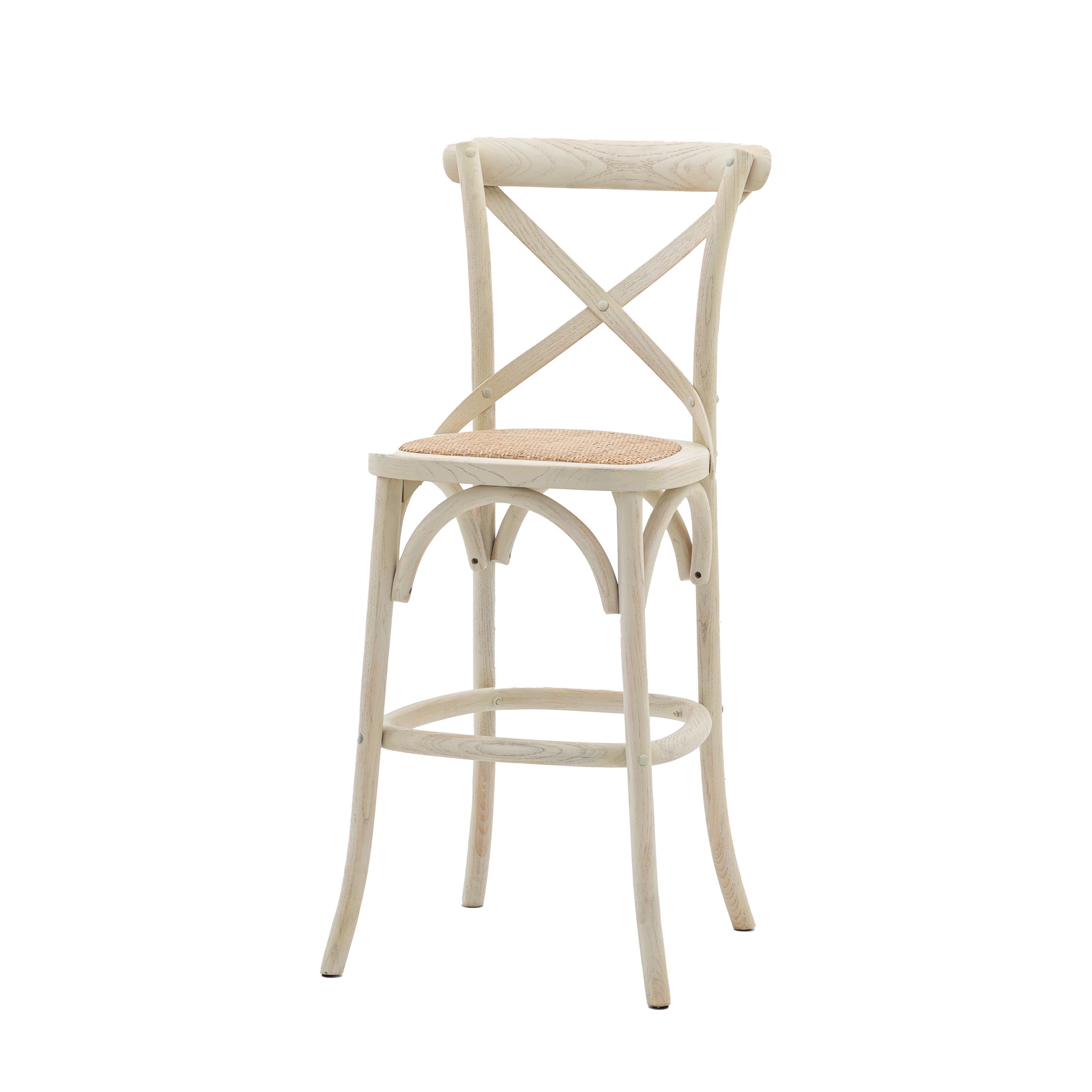 Amos Cafe Stool White/Rattan (2pk)