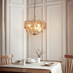 Amos Loire Brushed Aged Brass & Handmade Champagne Glass 3 Light Chandelier