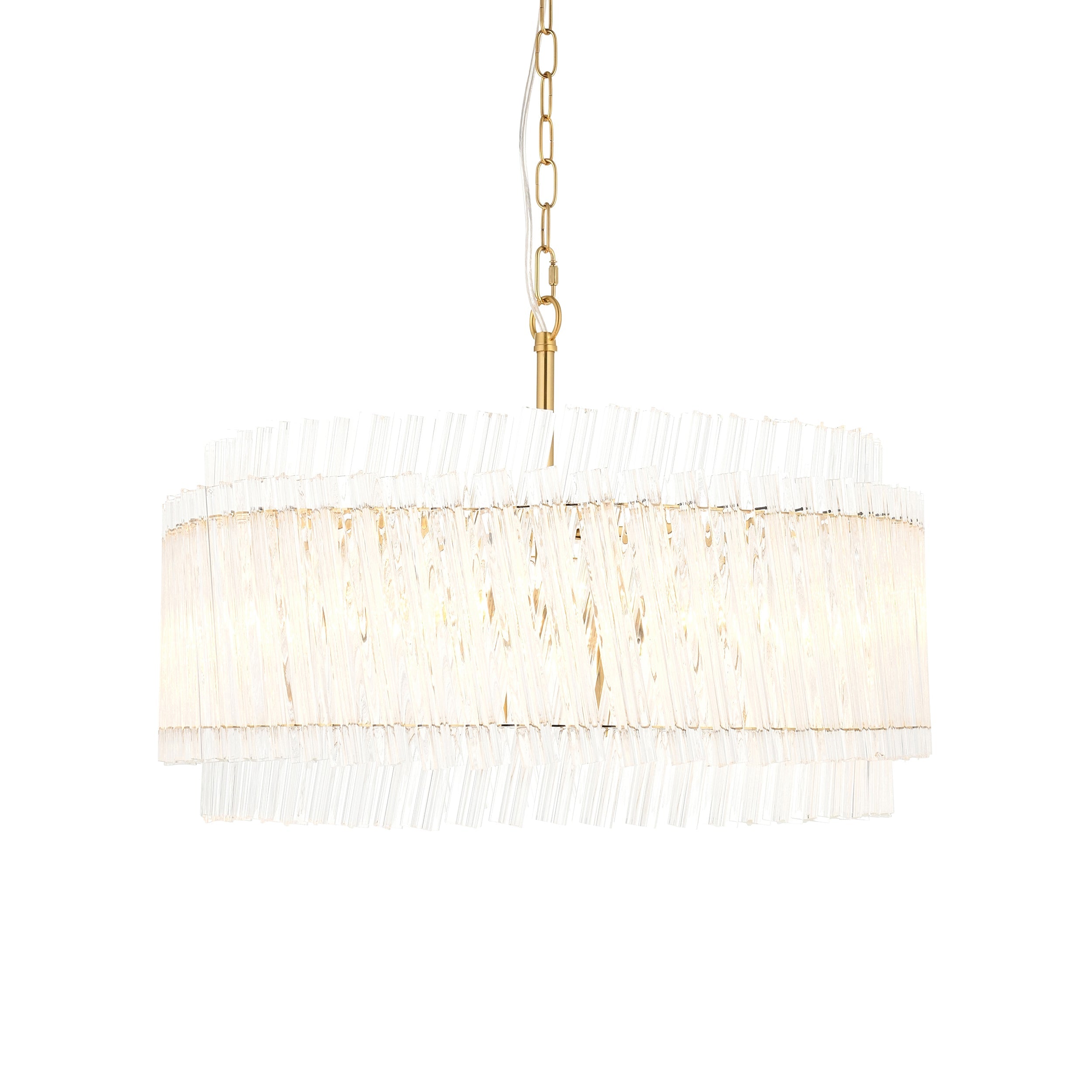 Amos Aquitaine Brushed Aged Brass & Clear Glass 5 Light Chandelier