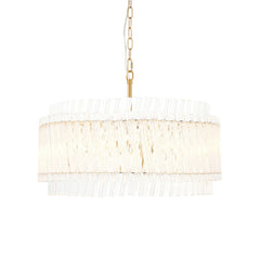 Amos Aquitaine Brushed Aged Brass & Clear Glass 5 Light Chandelier