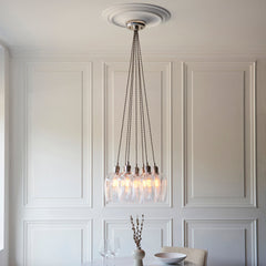 Amos Lucid Bright Nickel & Clear Glass 7 Light Cluster