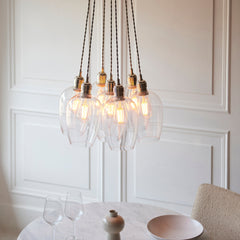 Amos Lucid Bright Nickel & Clear Glass 7 Light Cluster