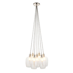 Amos Lucid Bright Nickel & Clear Glass 7 Light Cluster