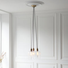 Amos Lucid Antique Brass & Clear Glass 3 Light Cluster