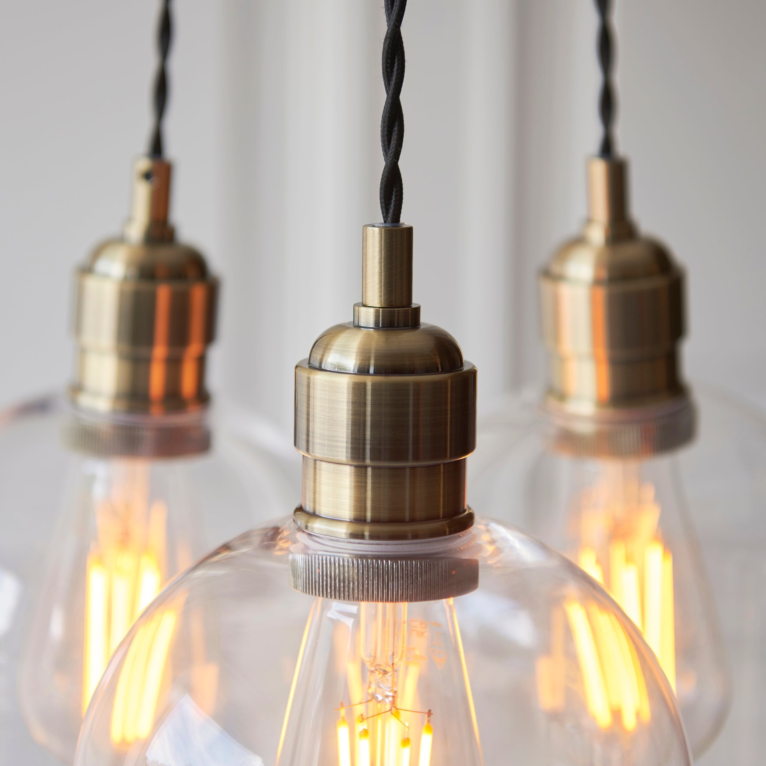 Amos Lucid Antique Brass & Clear Glass 3 Light Cluster