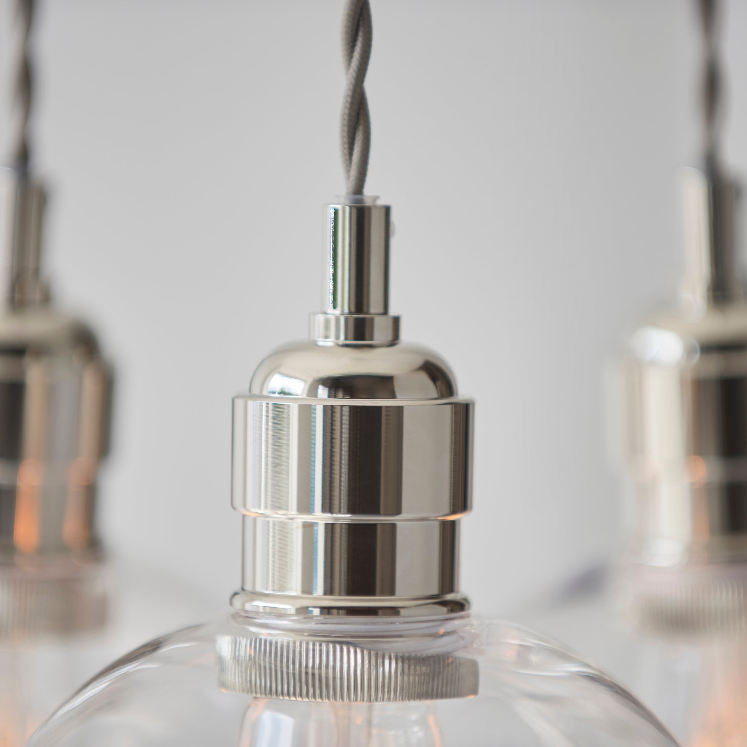 Amos Lucid Bright Nickel & Clear Glass 3 Light Cluster