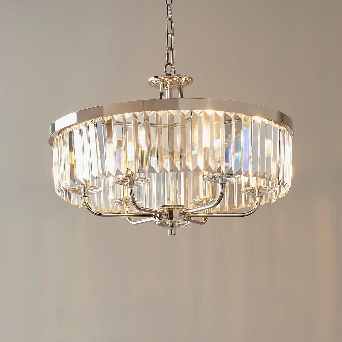Amos Windsor Chandelier Bright Nickel