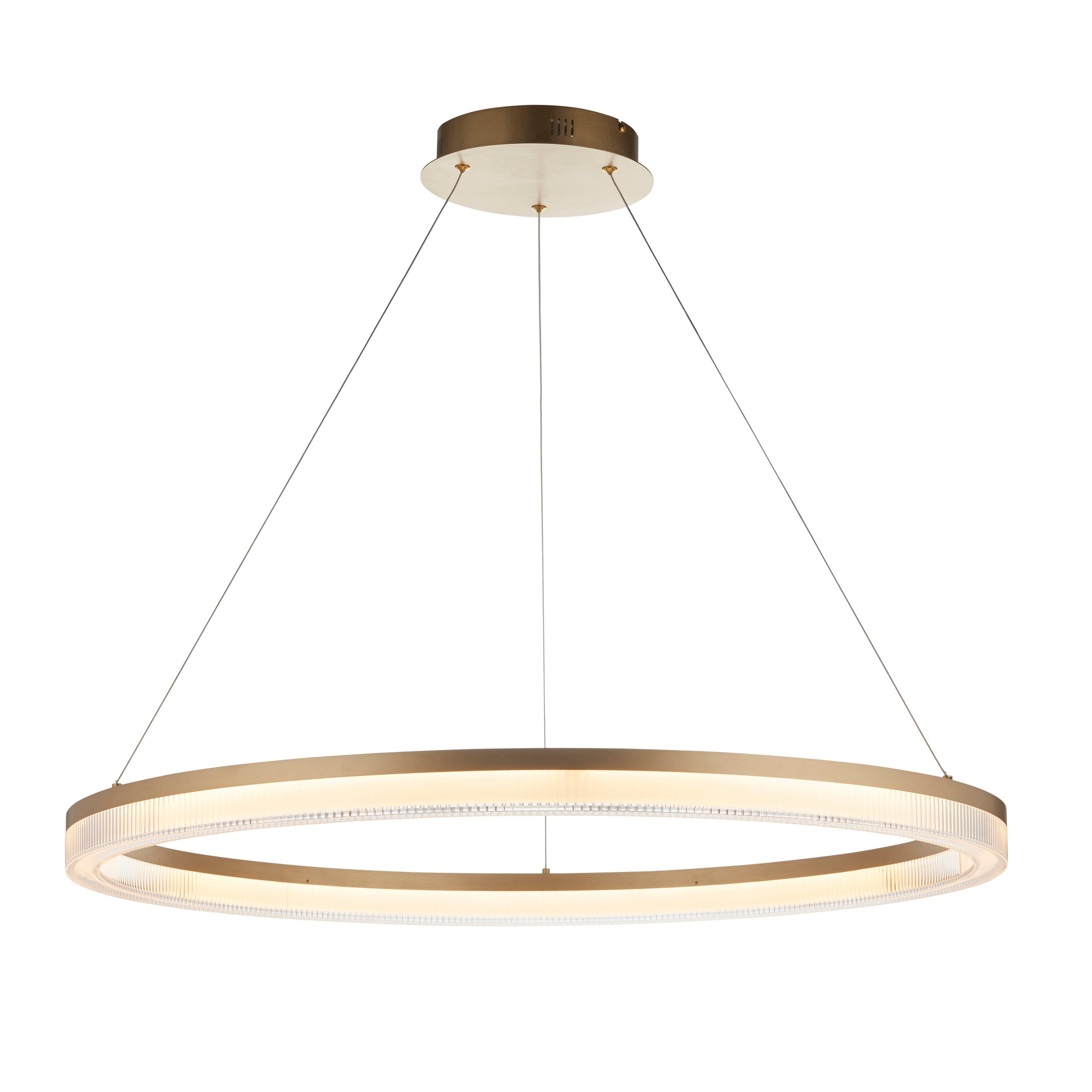 Amos Beaux Brushed Gold Plated & Opal Ribbed Acrylic LED Pendant