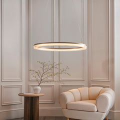 Amos Beaux Brushed Gold Plated & Opal Ribbed Acrylic LED Pendant