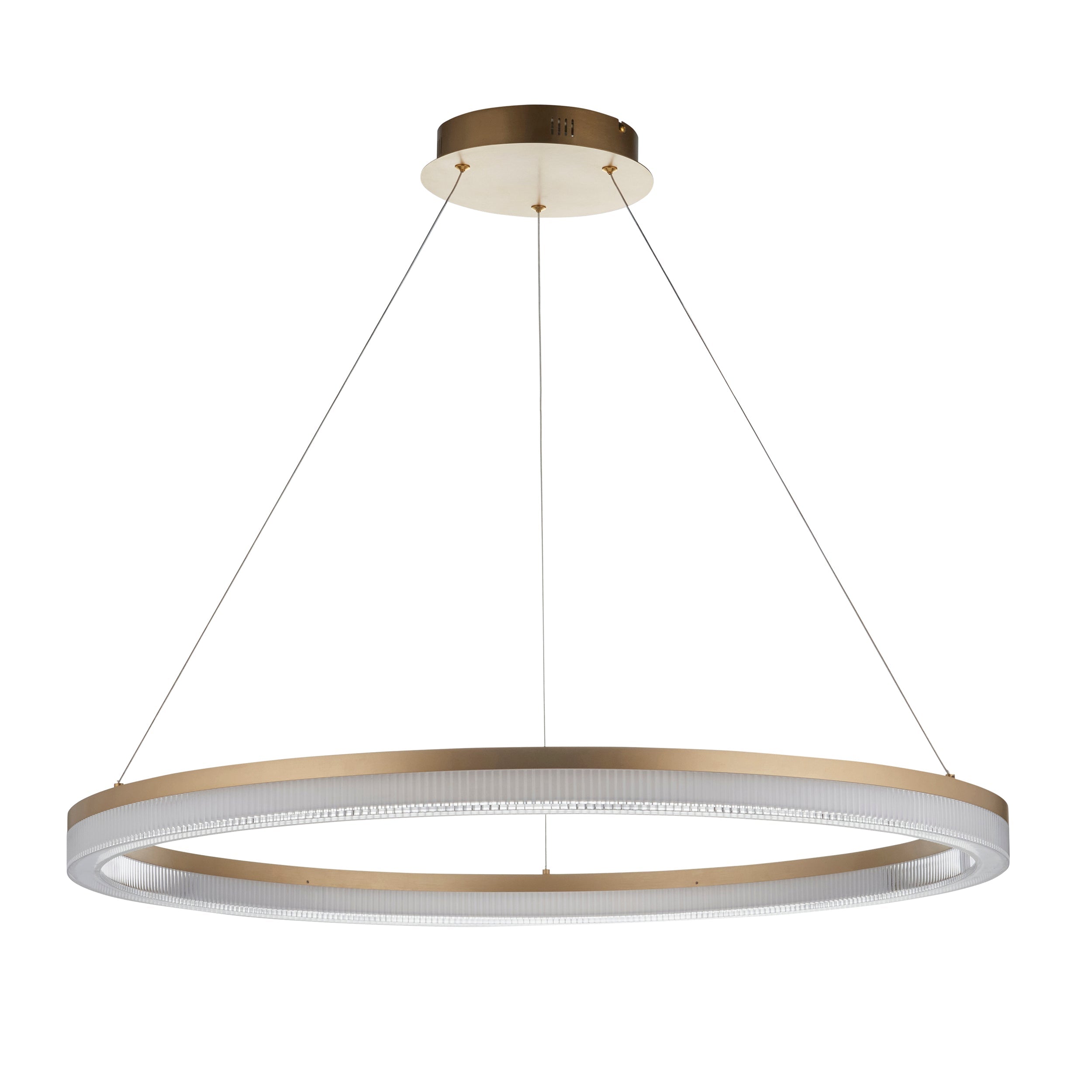 Amos Beaux Brushed Gold Plated & Opal Ribbed Acrylic LED Pendant