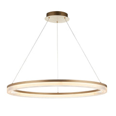 Amos Beaux Brushed Gold Plated & Opal Ribbed Acrylic LED Pendant