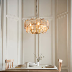 Amos Loire Brushed Aged Brass & Handmade Champagne Glass 5 Light Chandelier
