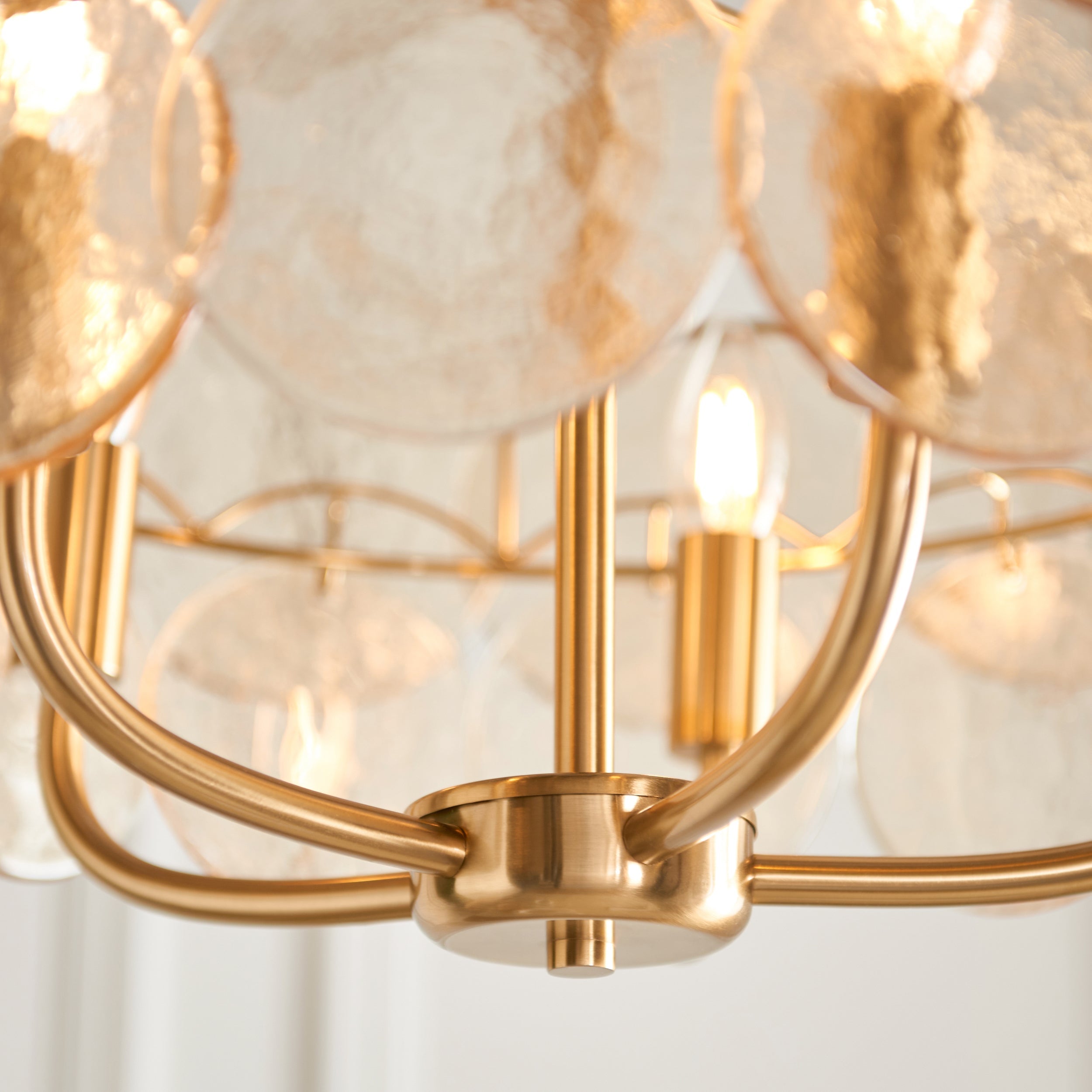 Amos Loire Brushed Aged Brass & Handmade Champagne Glass 5 Light Chandelier