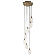 Amos Lucid Antique Brass & Clear Glass 7 Light Cascade