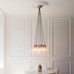 Amos Lucid Antique Brass & Clear Glass 7 Light Cluster