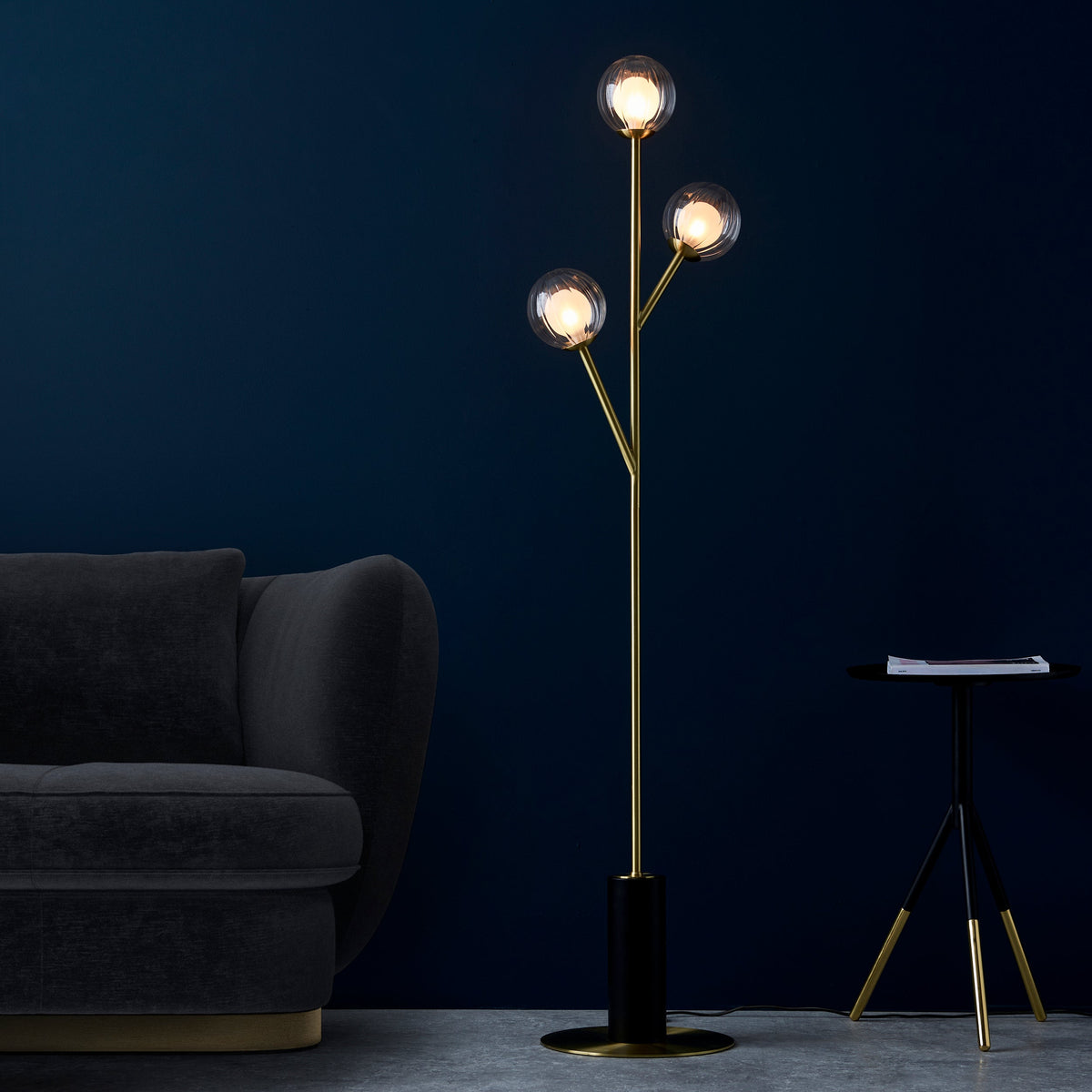 Amos Brixton Floor Lamp Satin Brass