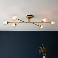 Amos Brixton Flush Ceiling Light Satin Brass