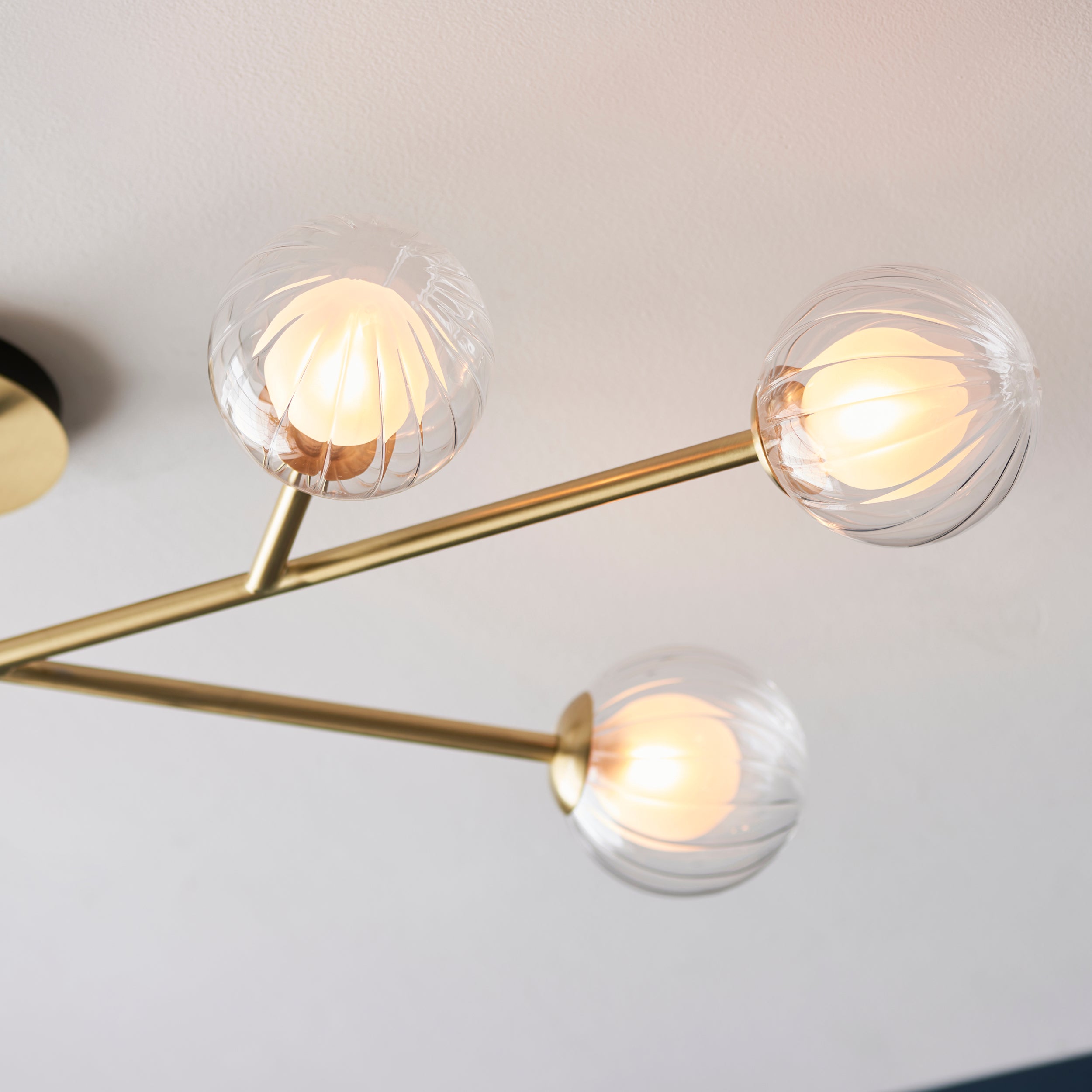 Amos Brixton Flush Ceiling Light Satin Brass