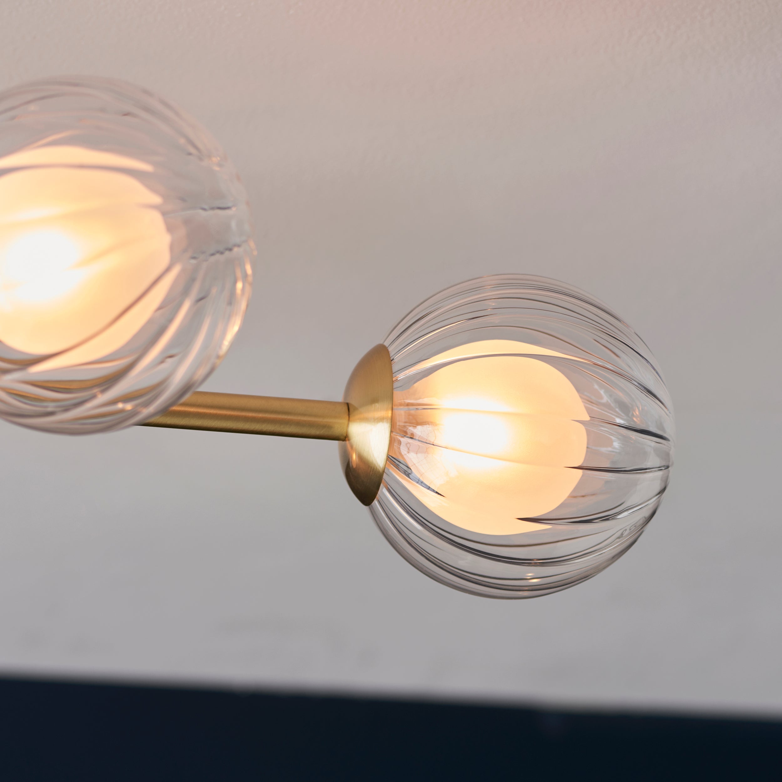 Amos Brixton Flush Ceiling Light Satin Brass