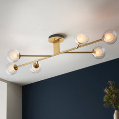 Amos Brixton Flush Ceiling Light Satin Brass