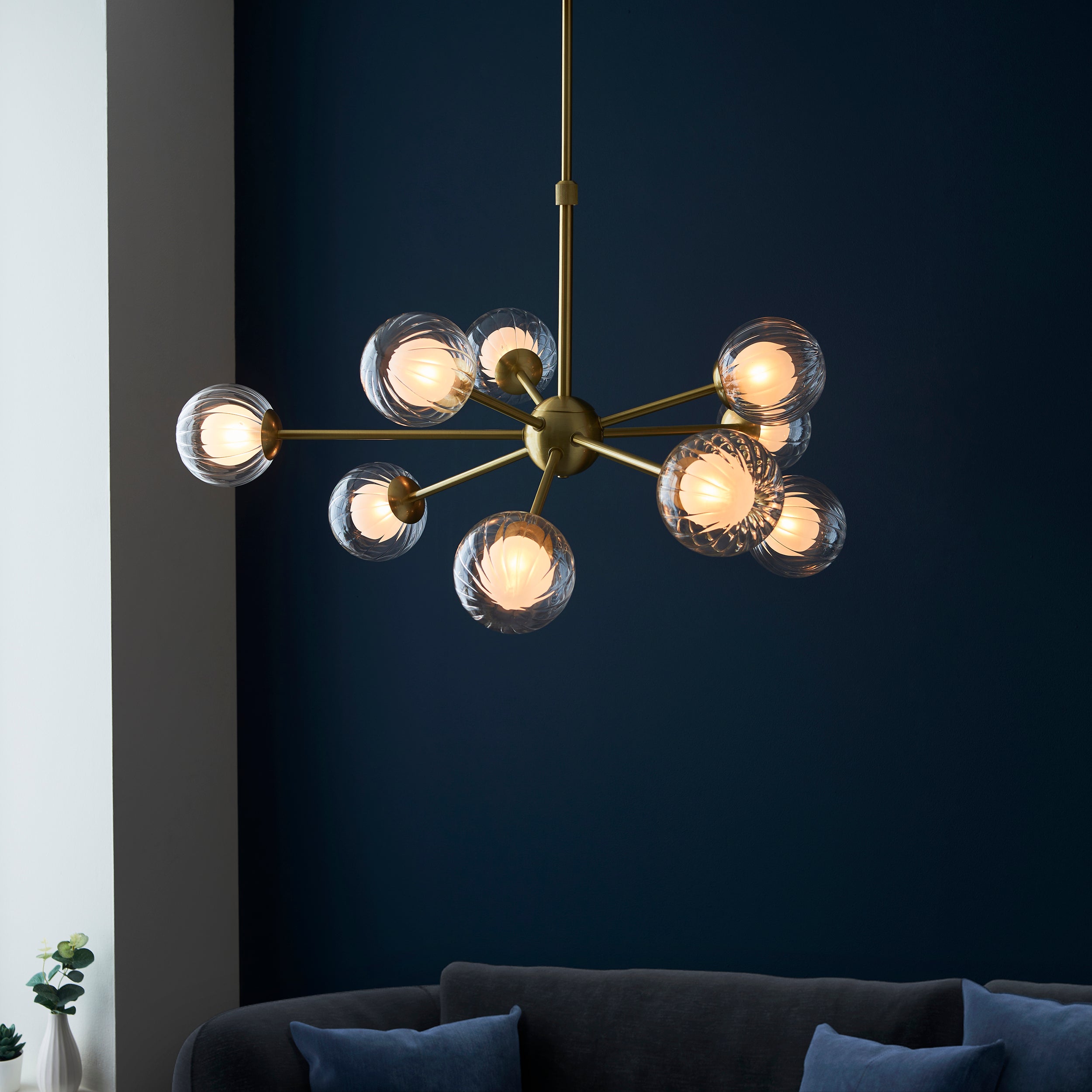 Amos Brixton Pendant Chandelier Light Satin Brass