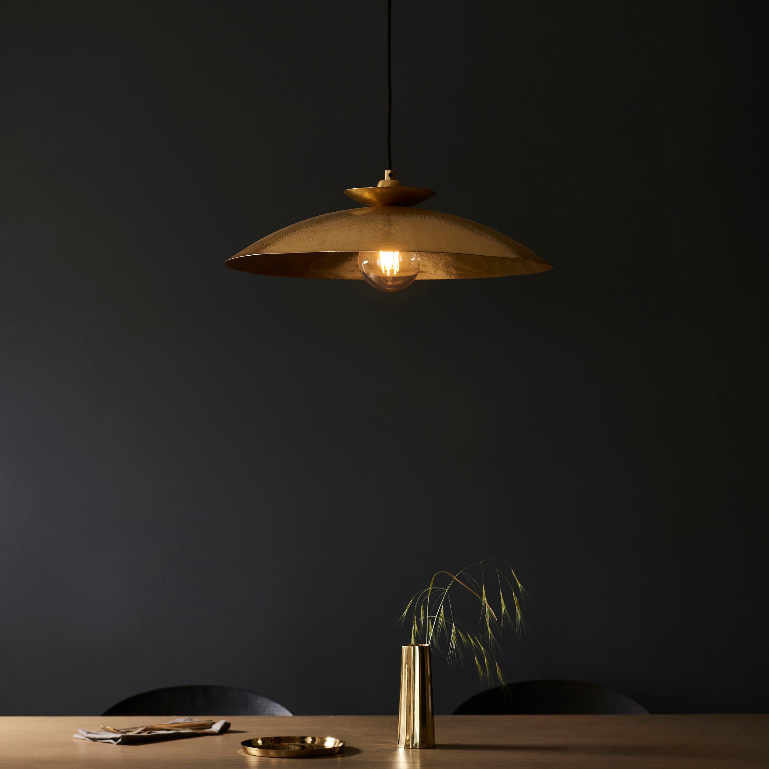 Amos Cattelan Disc Pendant Hammered Brass