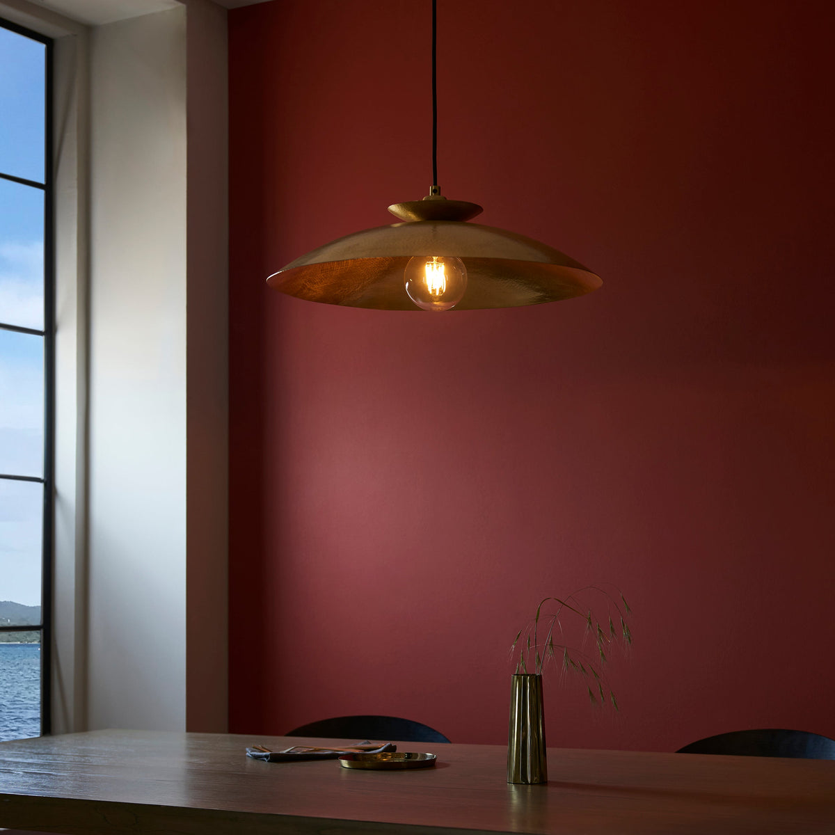 Amos Cattelan Disc Pendant Hammered Brass