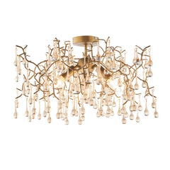 Amos Chatsworth Flush Chandelier Aged Gold & Champagne