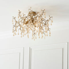 Amos Chatsworth Flush Chandelier Aged Gold & Champagne