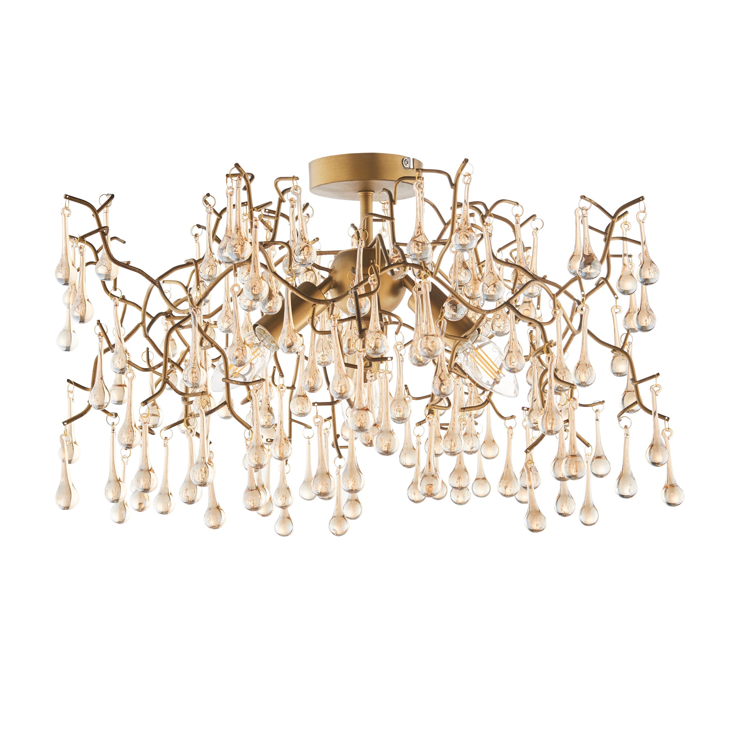 Amos Chatsworth Flush Chandelier Aged Gold & Champagne