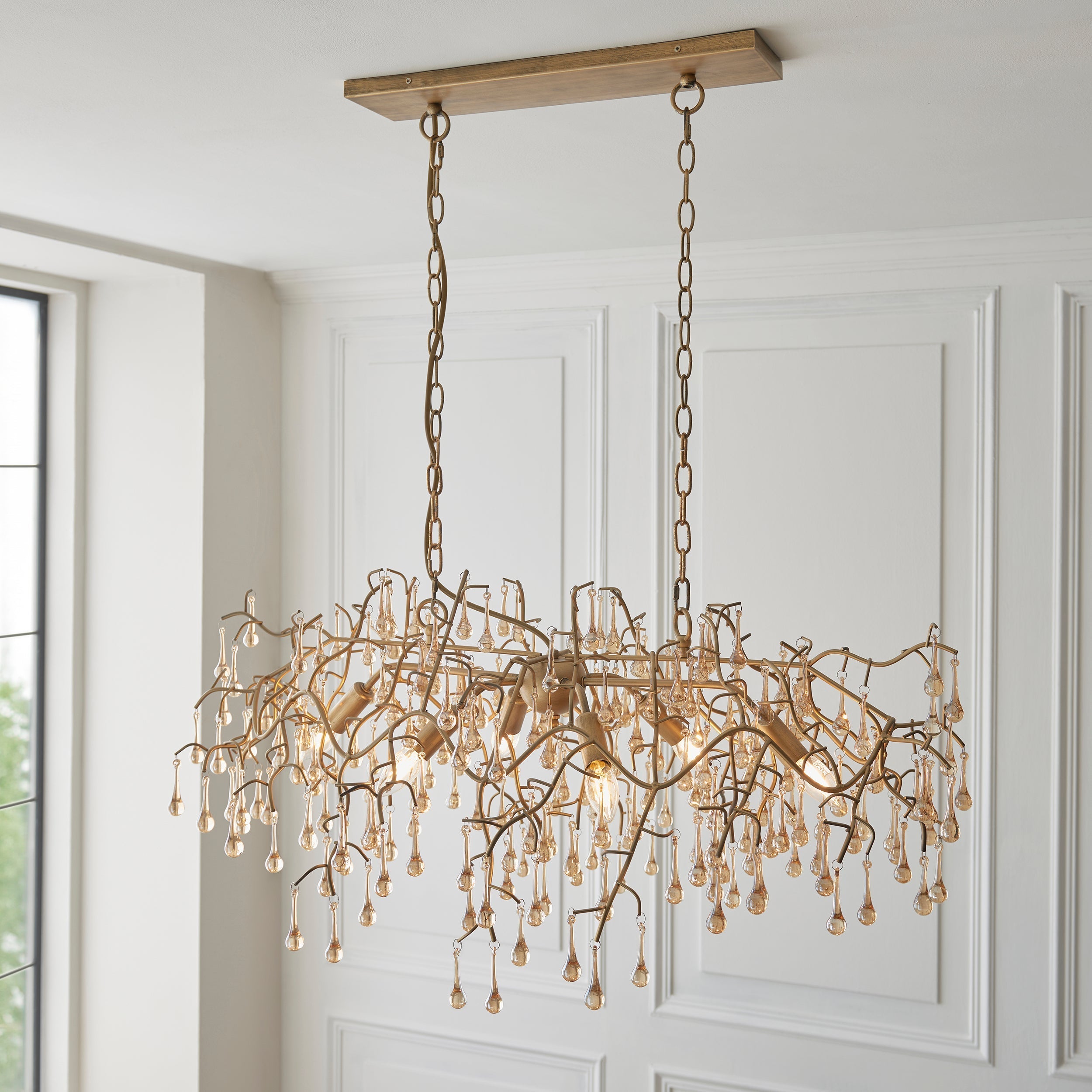 Amos Chatswoth Chandelier Pendant Bar Aged Gold