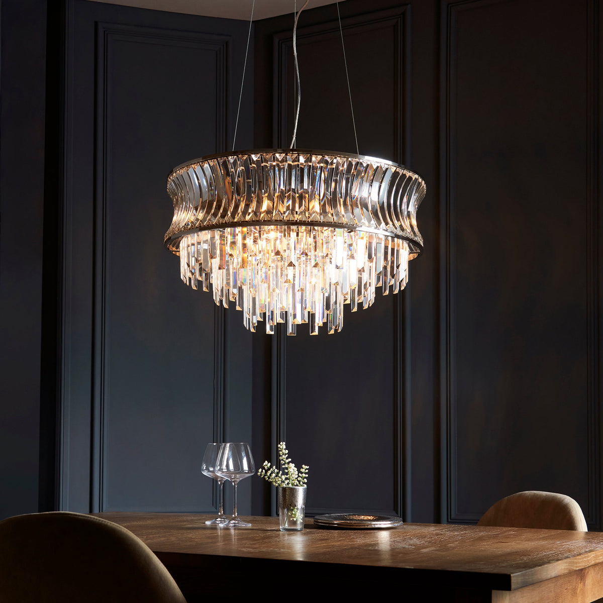 Amos Concave 9 Light Crystal Chandelier