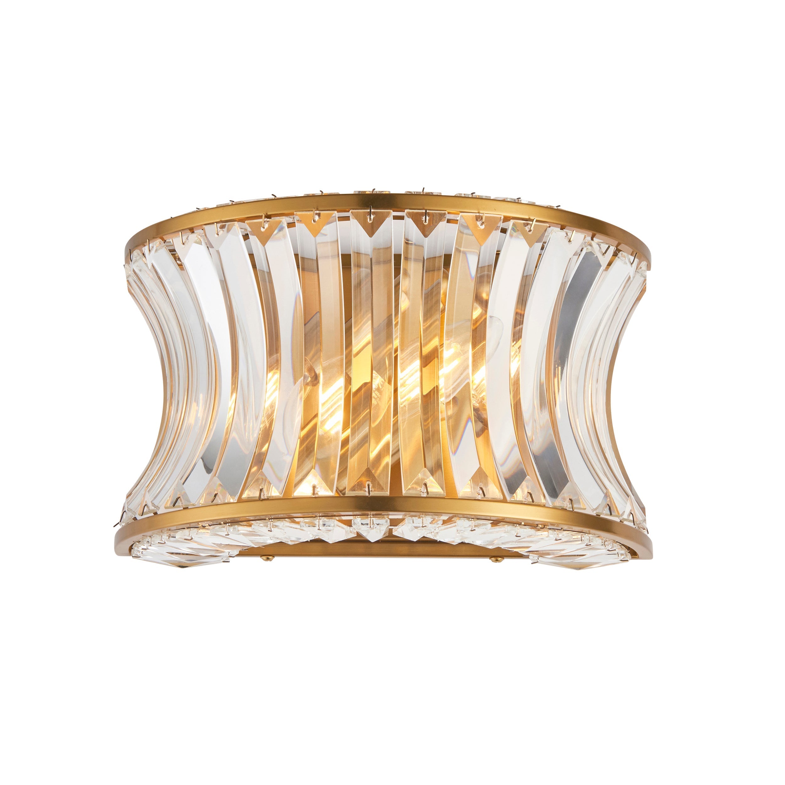 Amos Concave Crystal Wall Light Warm Brass