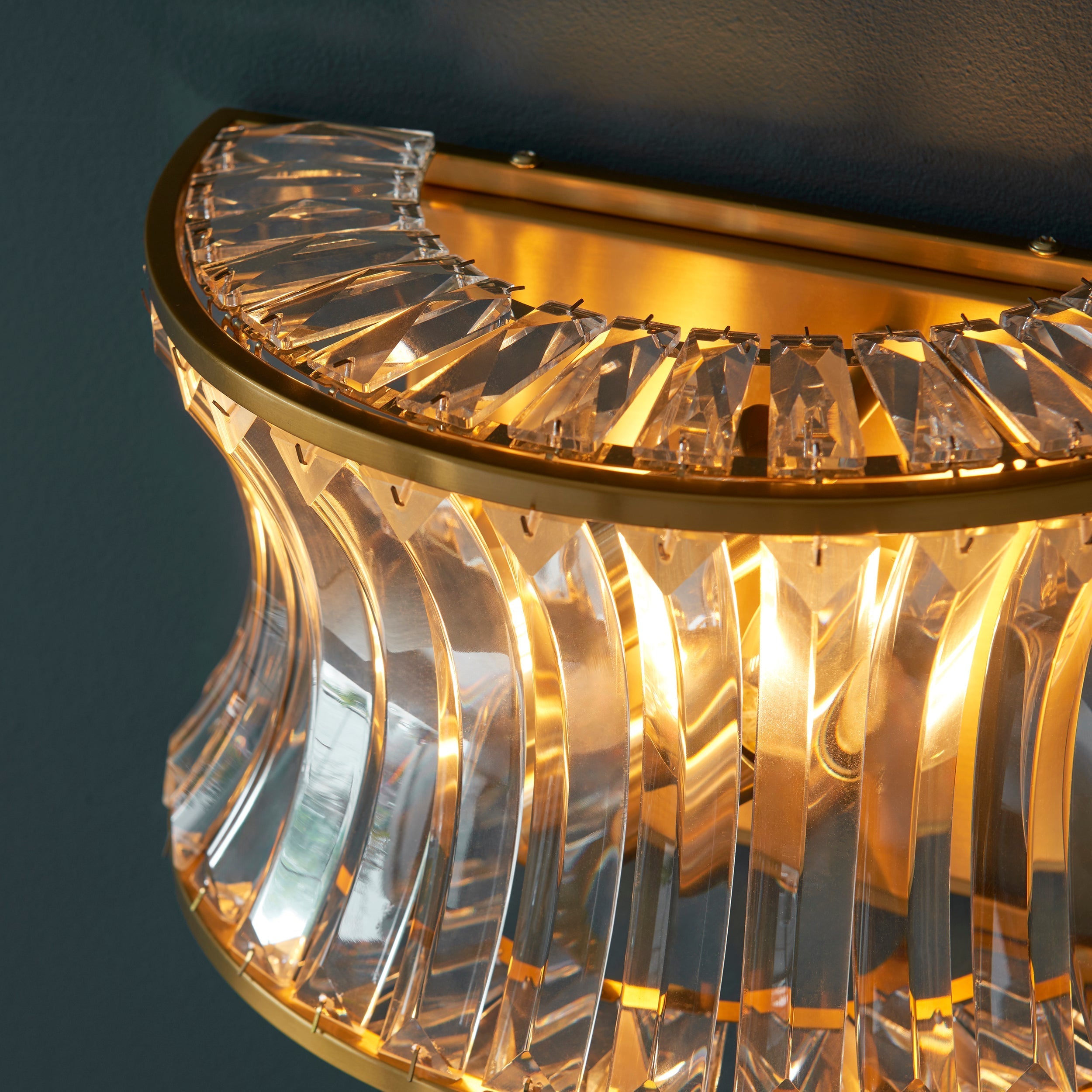 Amos Concave Crystal Wall Light Warm Brass