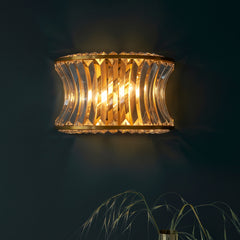 Amos Concave Crystal Wall Light Warm Brass