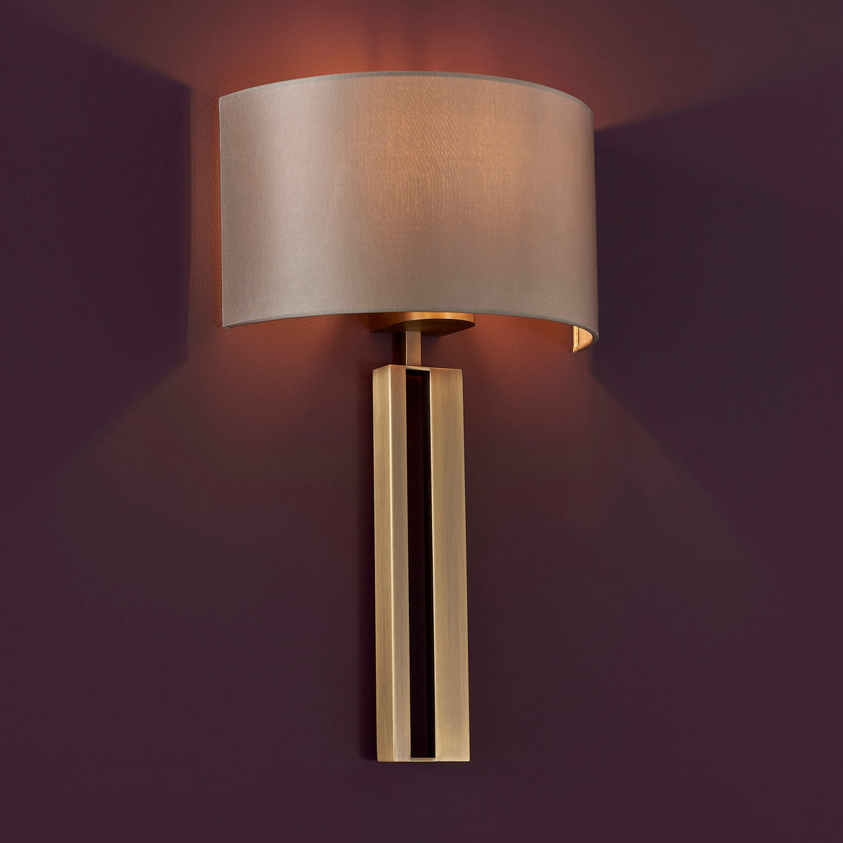 Amos Cotehele Wall Light Antique Brass & Mink