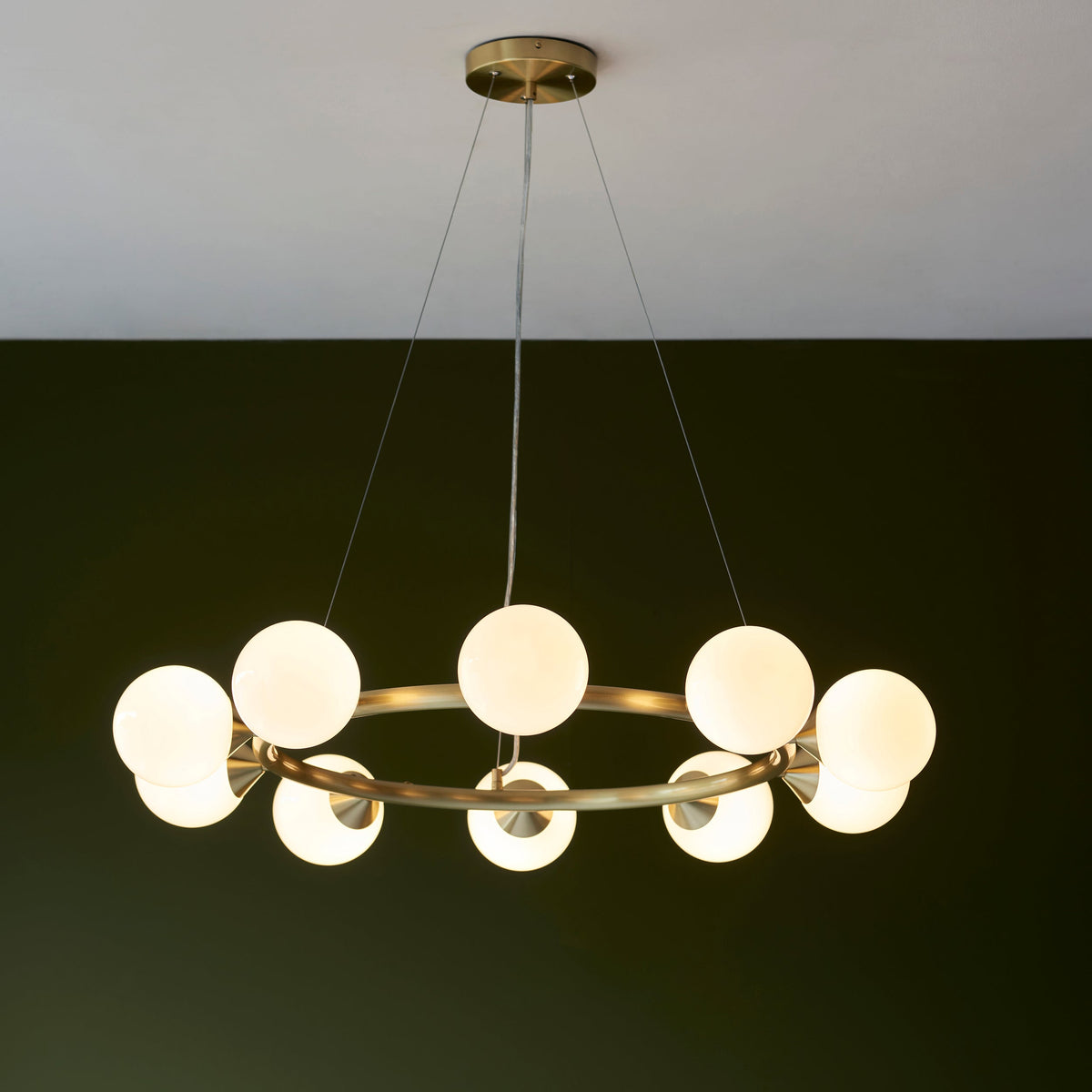 Amos Crib 10 Light Circular Chandelier Brushed Brass