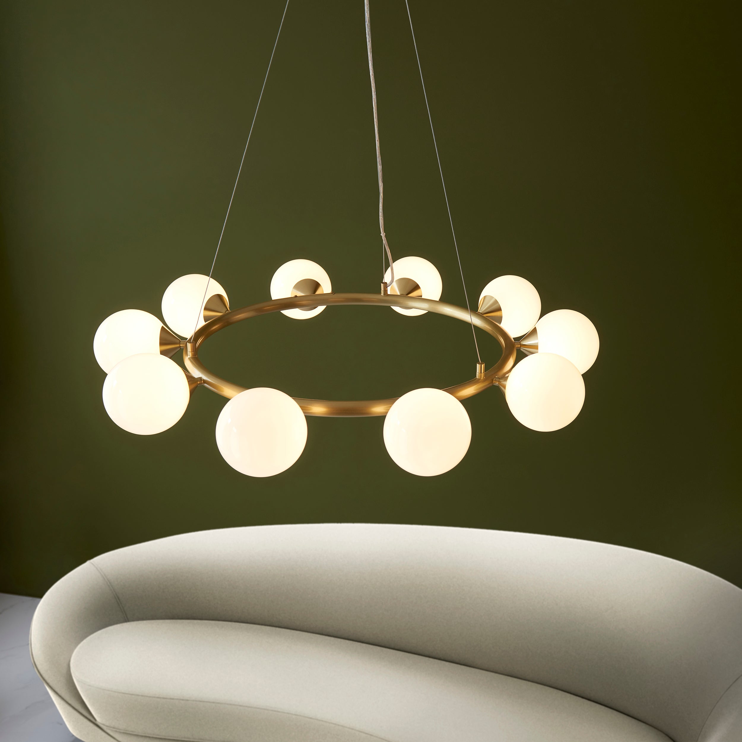 Amos Crib 10 Light Circular Chandelier Brushed Brass
