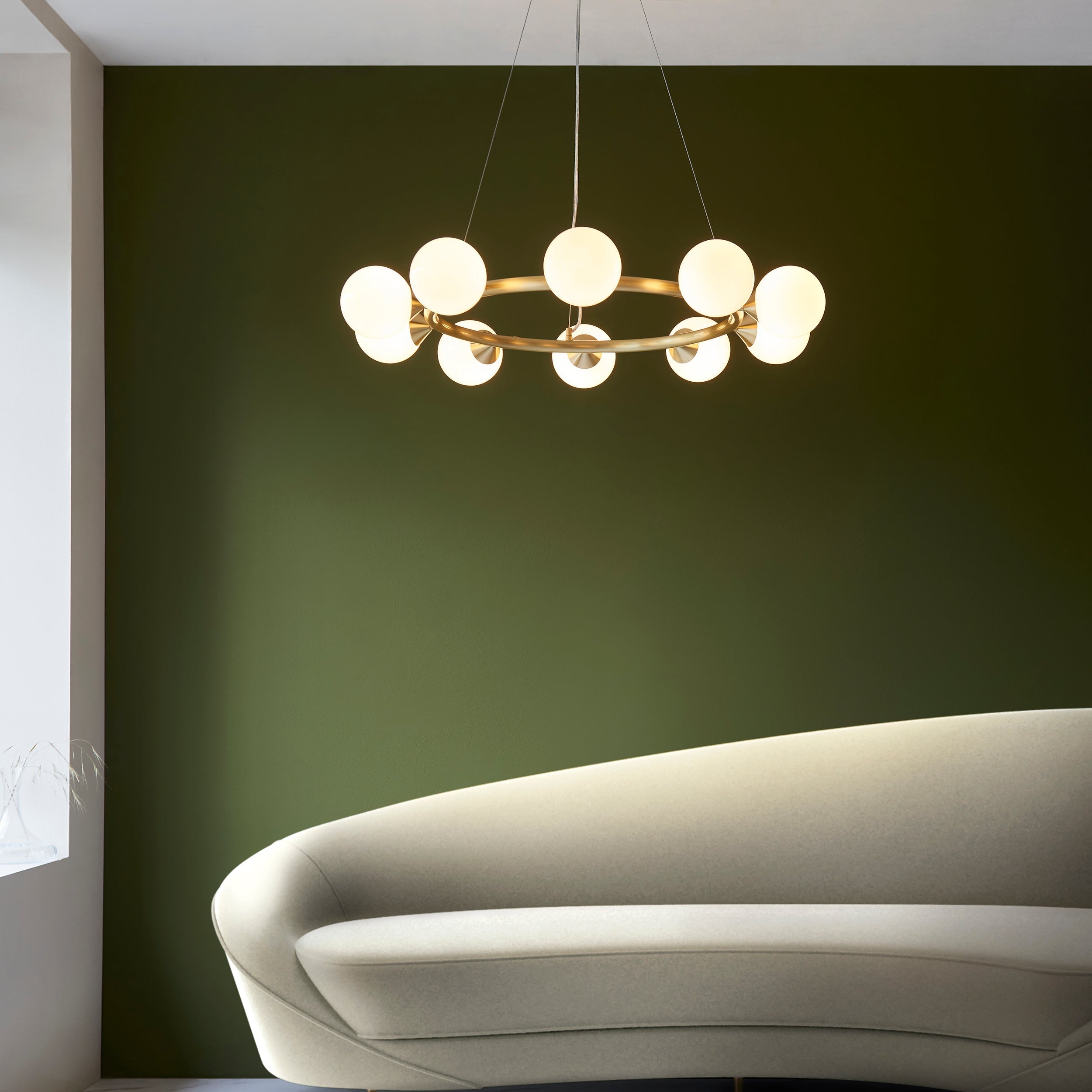 Amos Crib 10 Light Circular Chandelier Brushed Brass