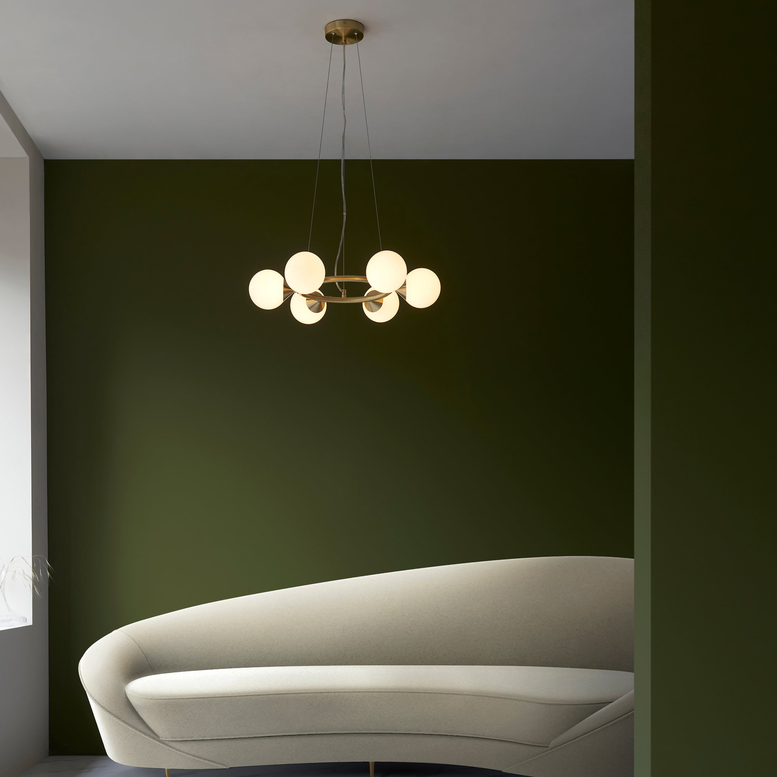 Amos Crib 6 Light Circular Chandelier Brushed Brass